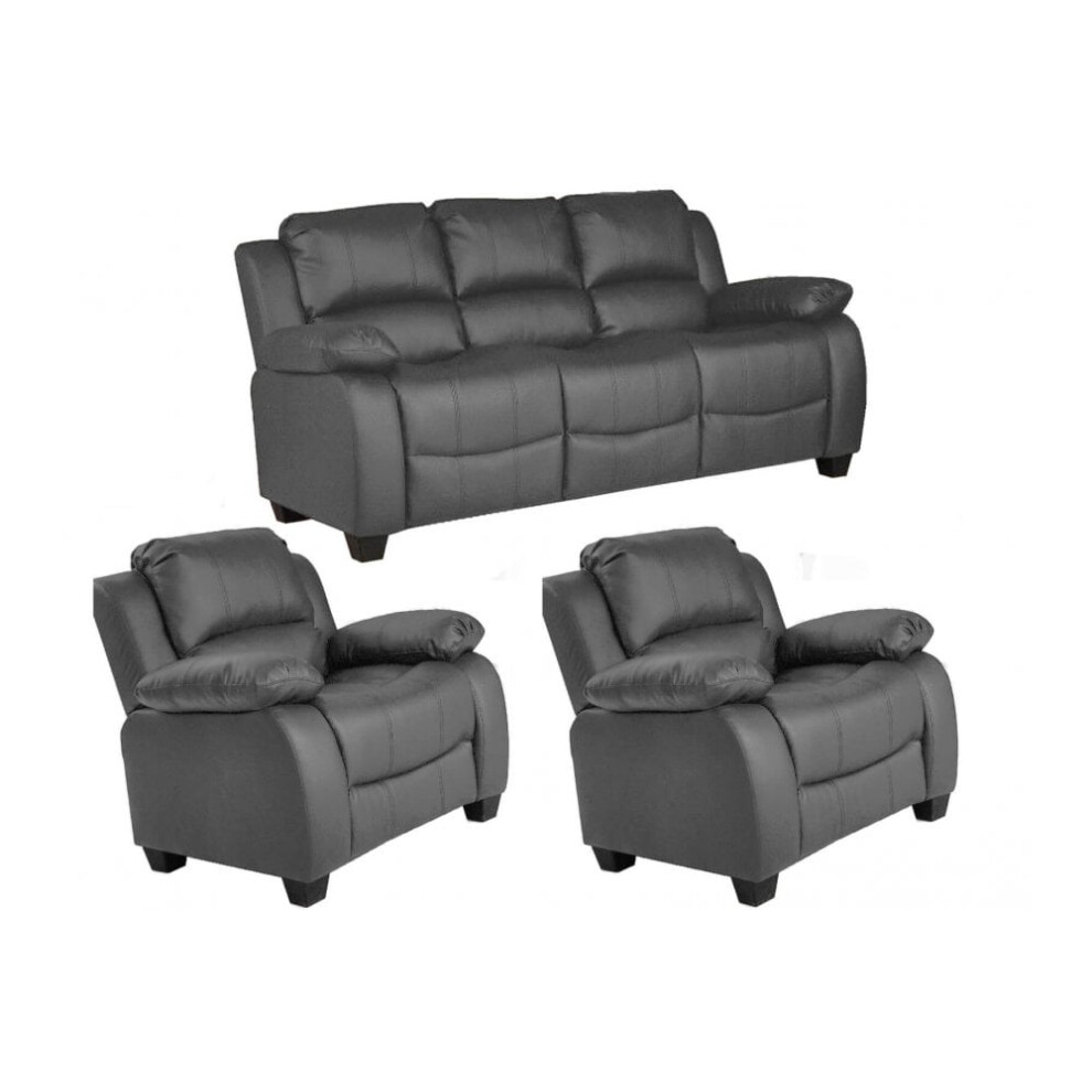 Valerie Grey Leather 3+1+1 Seater Sofa Set