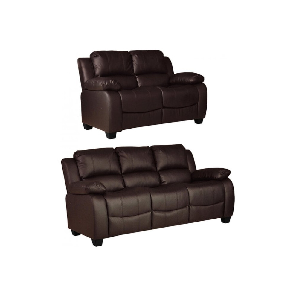 Furnitureinstore Valerie Brown Leather 3+2 Seater Sofa Set