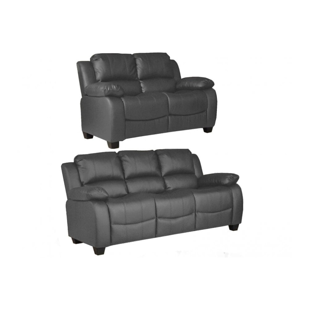 Valerie Grey Leather 3+2 Seater Sofa Set