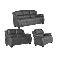 Valerie Grey Leather 3+2+1 Seater Sofa Set