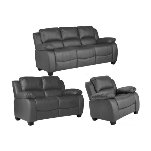 Valerie Grey Leather 3+2+1 Seater Sofa Set