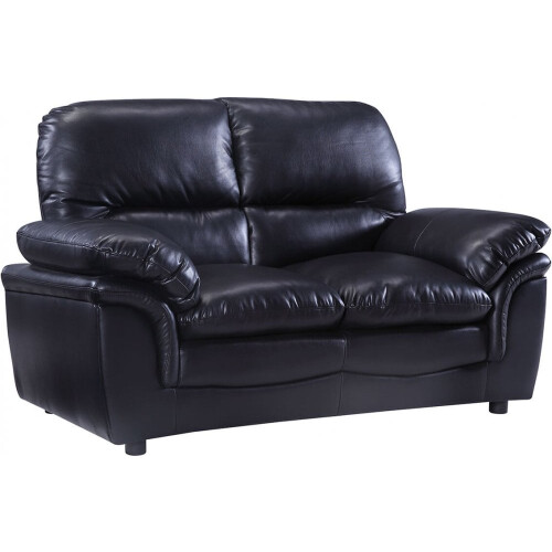 Verona Black Leather 2 Seater Sofa