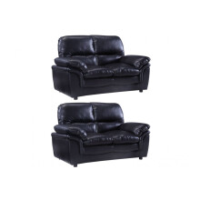 Verona Black Leather 2+2 Seater Sofa Set