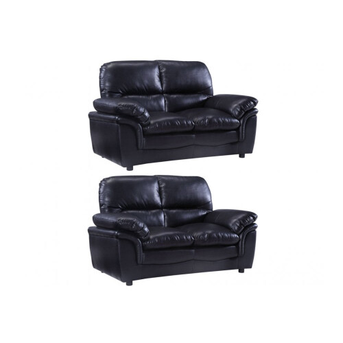 Verona Black Leather 2+2 Seater Sofa Set