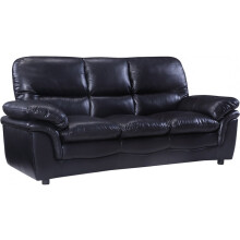Verona Black Leather 3 Seater Sofa