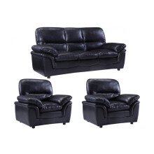 Verona Black Leather 3+1+1 Seater Sofa Set