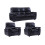 Verona Black Leather 3+1+1 Seater Sofa Set 1