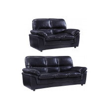 Verona Black Leather Aire 3+2 Seater Sofa Set | Contemporary, Durable Hardwood Frame, Fibre Cushioned Comfort
