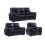 Verona Black Leather 3+2+1 Seater Sofa Set 1