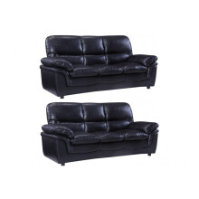 Verona Black Leather 3+3 Seater Sofa Set