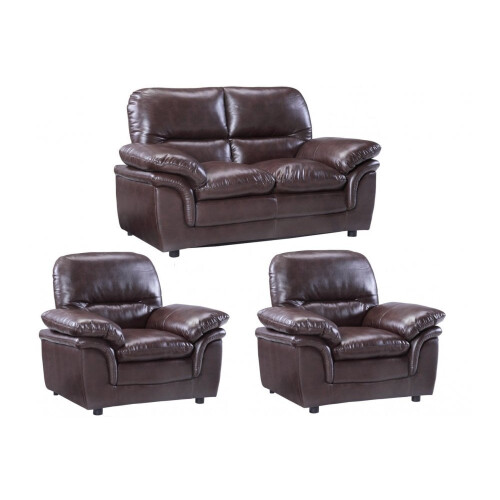 Verona Brown Leather 2+1+1 Seater Sofa Set