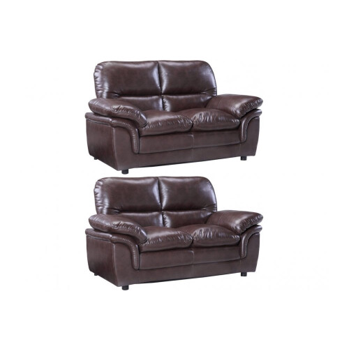 Verona Brown Leather 2+2 Seater Sofa Set