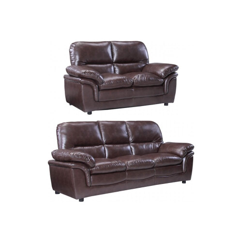 Verona Brown Leather 3+2 Seater Sofa Set