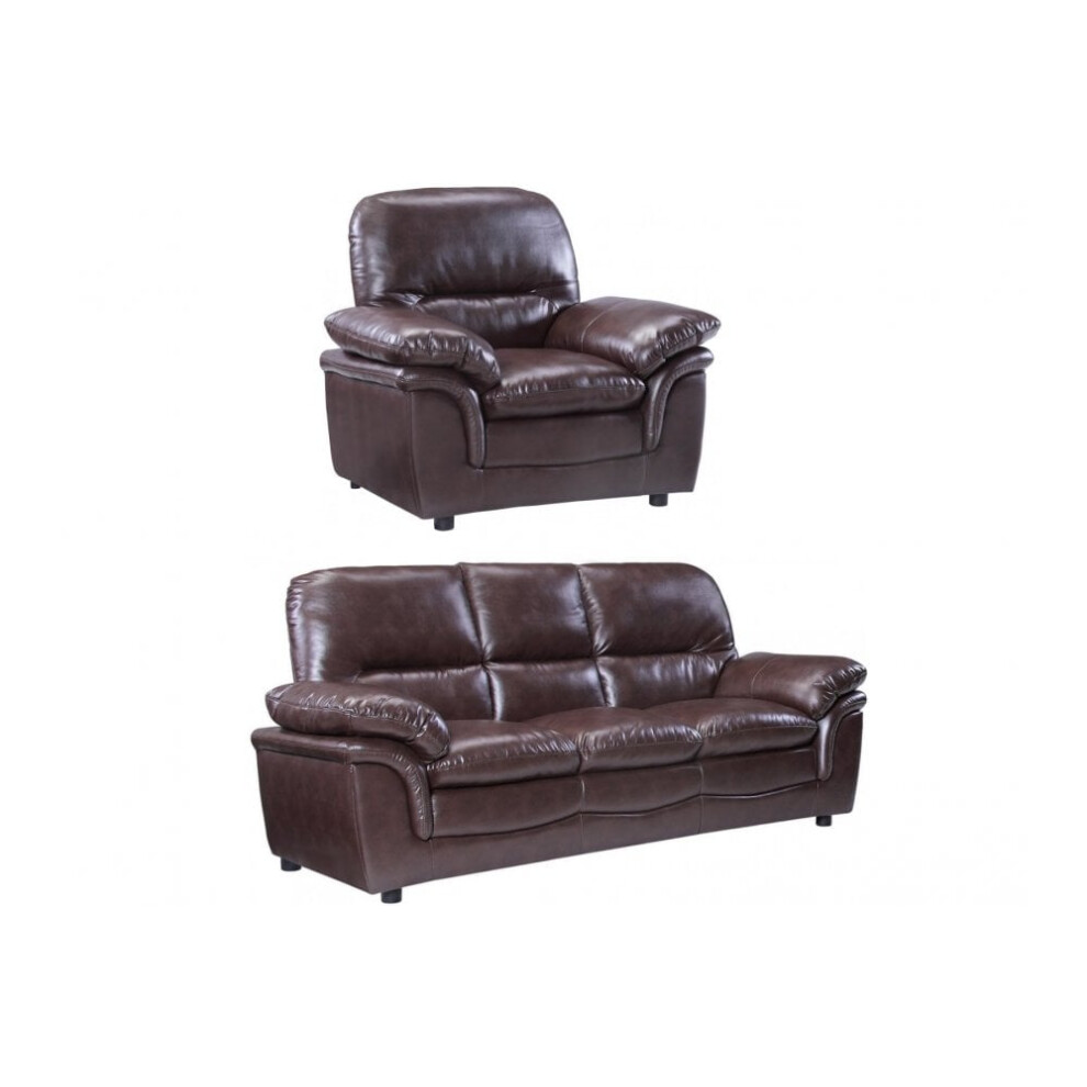 Verona Brown Leather 3+1 Seater Sofa Set