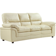 Verona Cream Leather 3 Seater Sofa