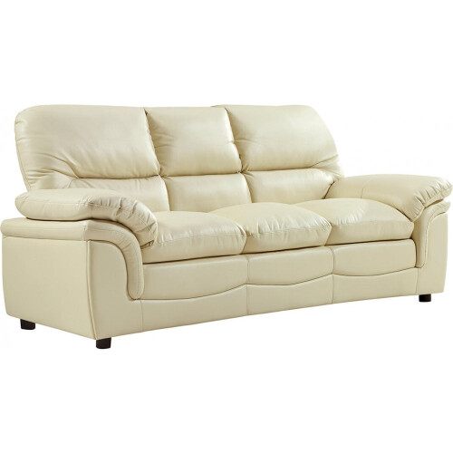 Verona Cream Leather 3 Seater Sofa