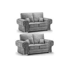 Verona High Back Grey Fabric 2+2 Seater Sofa Set