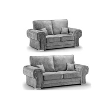 Verona High Back Grey Fabric 3+2 Seater Sofa Set