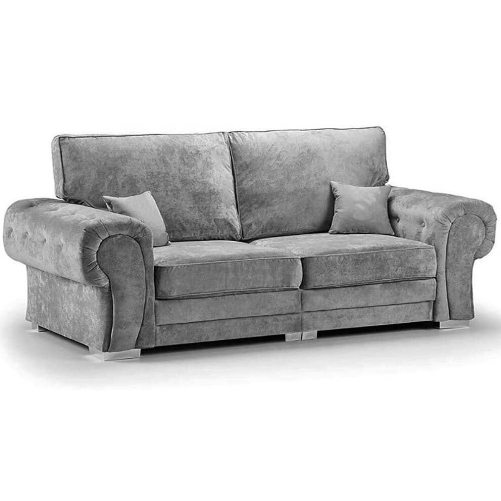 Verona High Back Grey Fabric 4 Seater Sofa