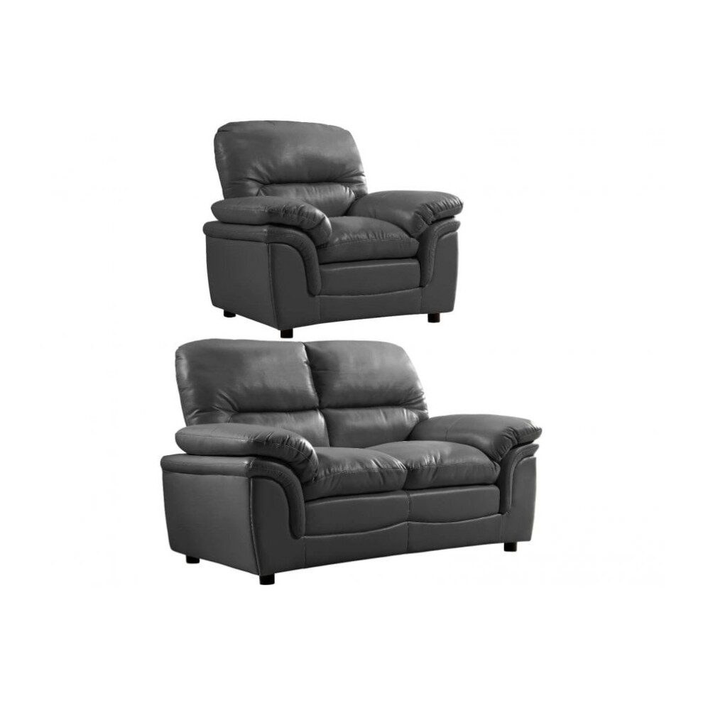 Verona Grey Leather 2+1 Seater Sofa Set