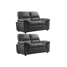 Verona Grey Leather 2+2 Seater Sofa Set