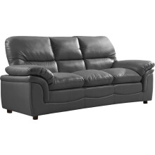 Verona Grey Leather 3-Seater Sofa – Contemporary Design, Medium-Firm Comfort, Fibre-Back Cushions, Hardwood Frame