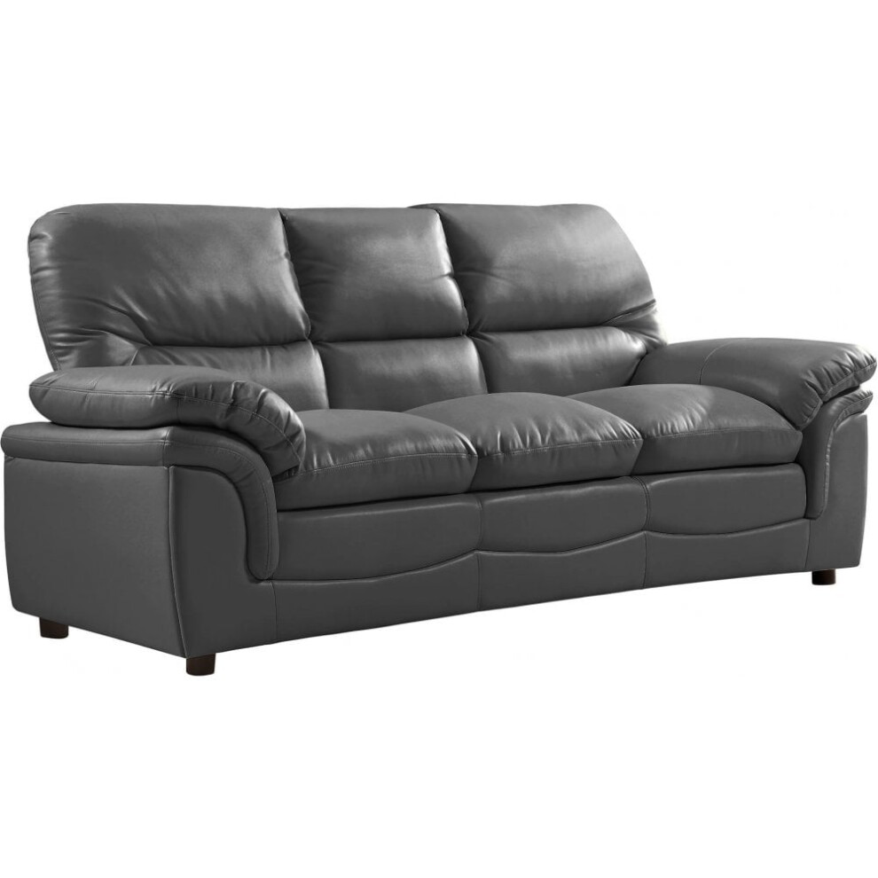 Verona Grey Leather 3 Seater Sofa