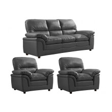 Verona Grey Leather 3+1+1 Seater Sofa Set