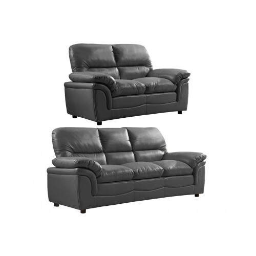 Verona Grey Leather 3+2 Seater Sofa Set