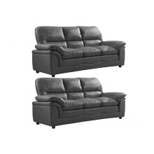 Verona Grey Leather 3+3 Seater Sofa Set