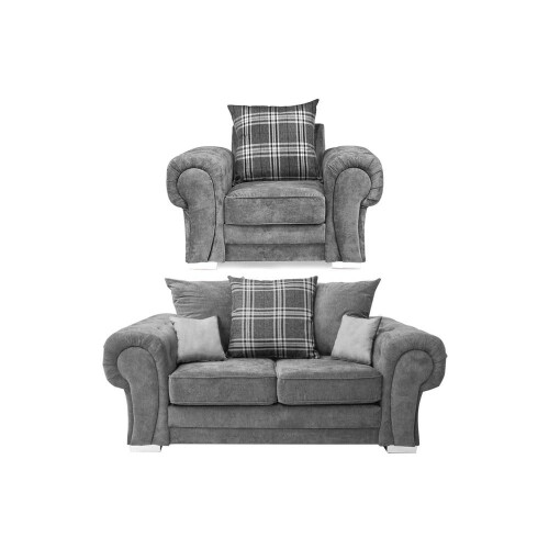Verona Scatter Grey Fabric 2+1 Seater Sofa Set