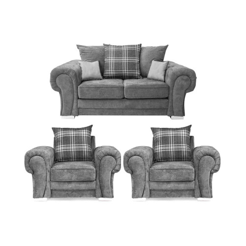 Verona Scatter Grey Fabric 2+1+1 Seater Sofa Set