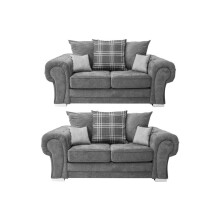 Verona Scatter Grey Fabric 2+2 Seater Sofa Set