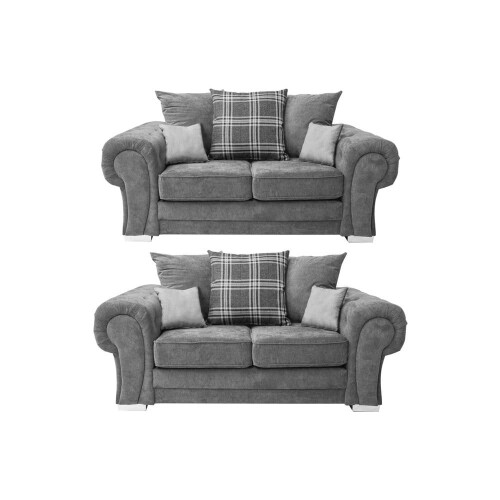 Verona Scatter Grey Fabric 2+2 Seater Sofa Set