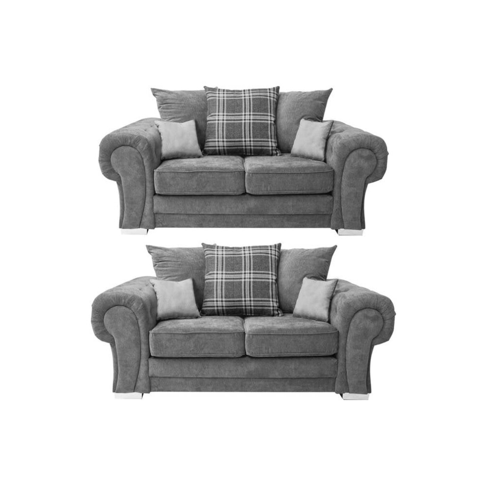 Verona Scatter Grey Fabric 2+2 Seater Sofa Set