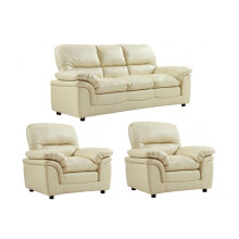 Verona Cream Leather 3+1+1 Seater Sofa Set