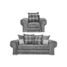 Verona Scatter Grey Fabric 3+1 Seater Sofa Set