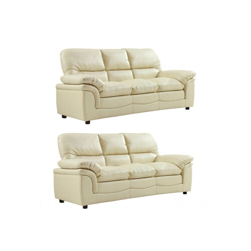 Verona Cream Leather 3+3 Seater Sofa Set