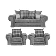 Verona Scatter Grey Fabric 3+1+1 Seater Sofa Set