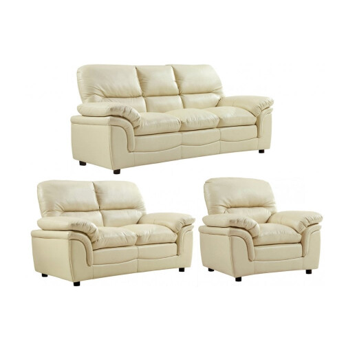 Verona Cream Leather 3+2+1 Seater Sofa Set