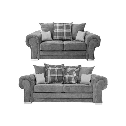 Verona Scatter Grey Fabric 3+2 Seater Sofa Set