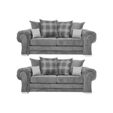 Verona Scatter Grey Fabric 3+3 Seater Sofa Set