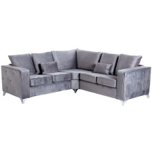 Warwick Grey Velvet Fabric High Back Corner Sofa
