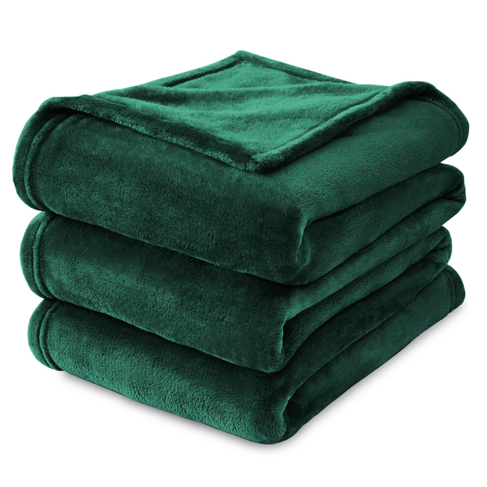 (Green Emerald Fleece, King) Faux Fur Fleece Blanket Large Sofa Bed Warm Throw