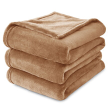 (Camel Fleece, Double) Faux Fur Fleece Blanket Large Sofa Bed Warm Throw