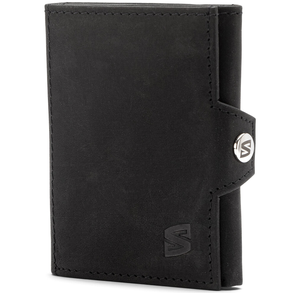 (Black/Brown) SERASAR|Cowhide Leather Wallet for Men "Genius"