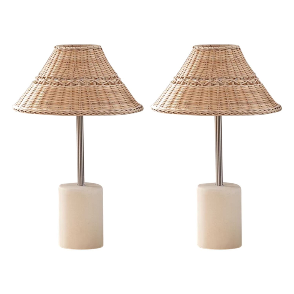 Set of 2 Keho - Rattan Table Lamps with Stone Base