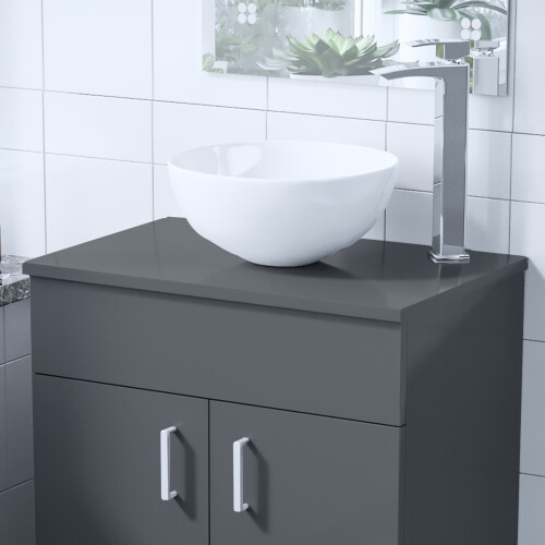 NES Home Nes Home 505mm Anthracite MDF Bathroom Worktop For Vanity Cabinet 1