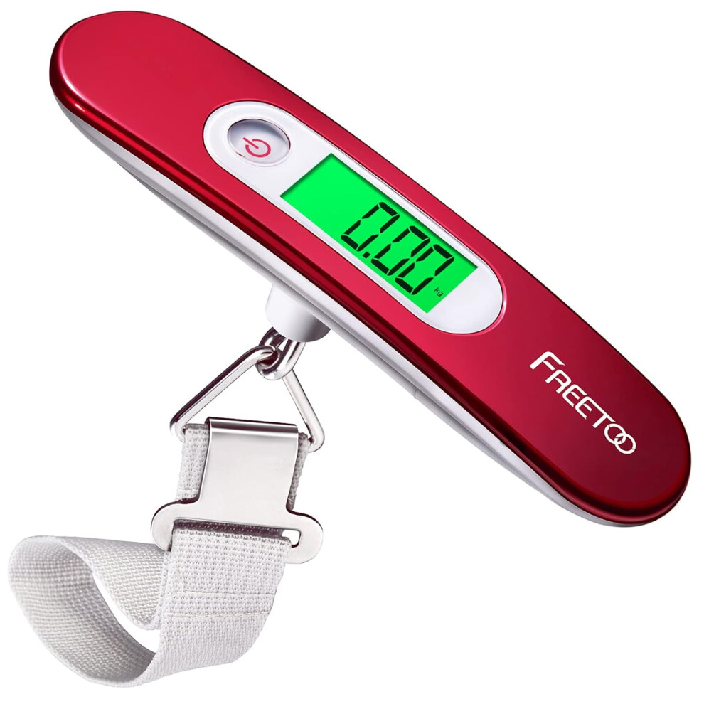 Freetoo Luggage Scale Portable Digital Weight Scale For Travel Suitcase Weigher With Tare Function 110 Lb/ 50Kg Capacity Red