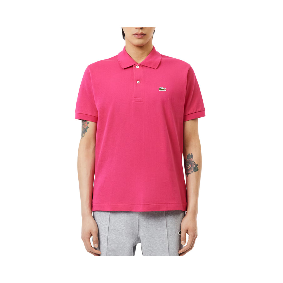 (Fushia Pink, S) Lacoste L1212 Mens Polo Shirts Golf SportsÂ Tee